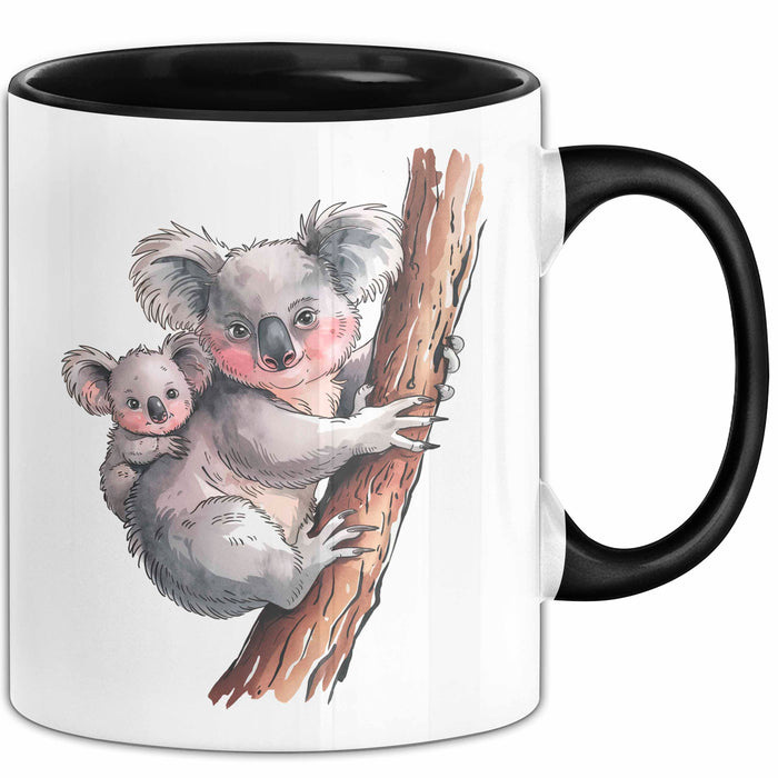 Koala Tierliebhaber Tasse Geschenk Lustige Geschenkidee Spruch Schwarz Trendation
