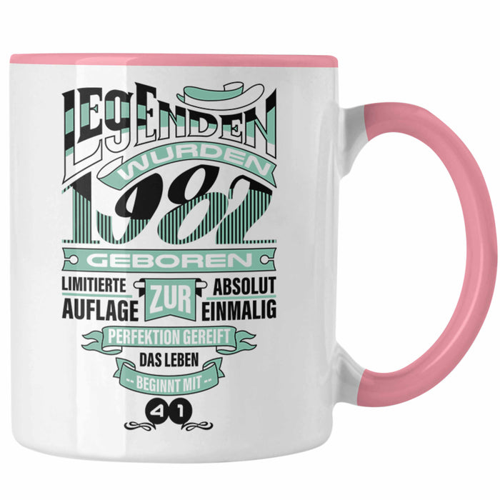 TRENDATION 40. Geburtstag Tasse Frau Mann Geschenk 40er Geschenkidee 40 Mutter Vater Rosa Trendation