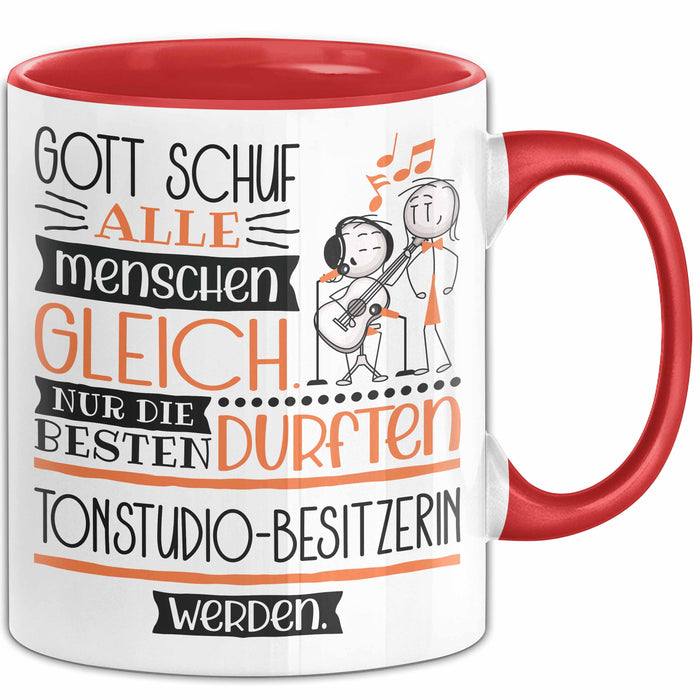 Tonstudio-Besitzerin Geschenk Becher Tasse Gott Schuf Alle Menschen Gleich Nur Die Besten Durfeten Tonstudio-Besitzerin Werden Geschenkidee Lustig Rot Trendation
