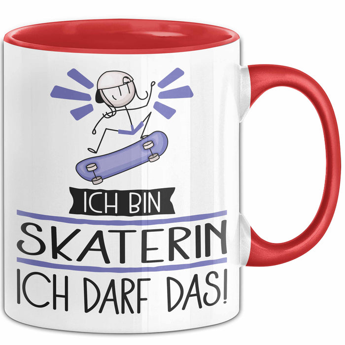 Geschenk für Skaterin Tasse Lustige Geschenkidee Geburtstag Ich Bin Skaterin Ich Darf Das Rot Trendation