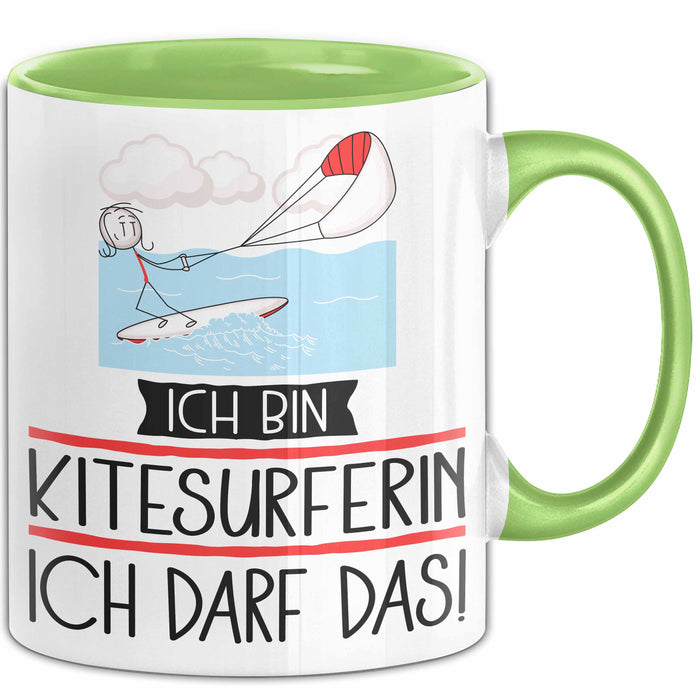 Geschenk für Kitesurferin Tasse Lustige Geschenkidee Geburtstag Ich Bin Kitesurferin Ich Darf Das Grün Trendation