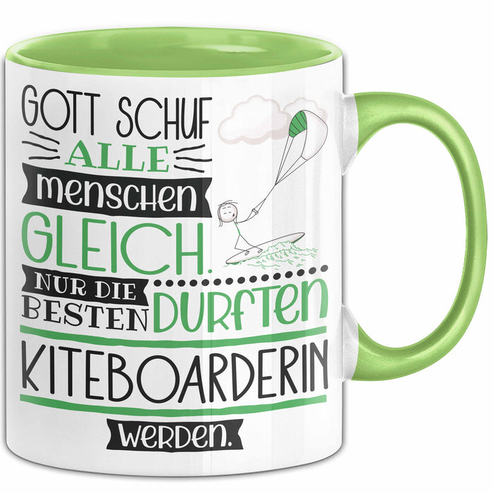 Kiteboarderin Geschenk Becher Tasse Gott Schuf Alle Menschen Gleich Nur Die Besten Durfeten Kiteboarderin Werden Geschenkidee Lustig Grün Trendation