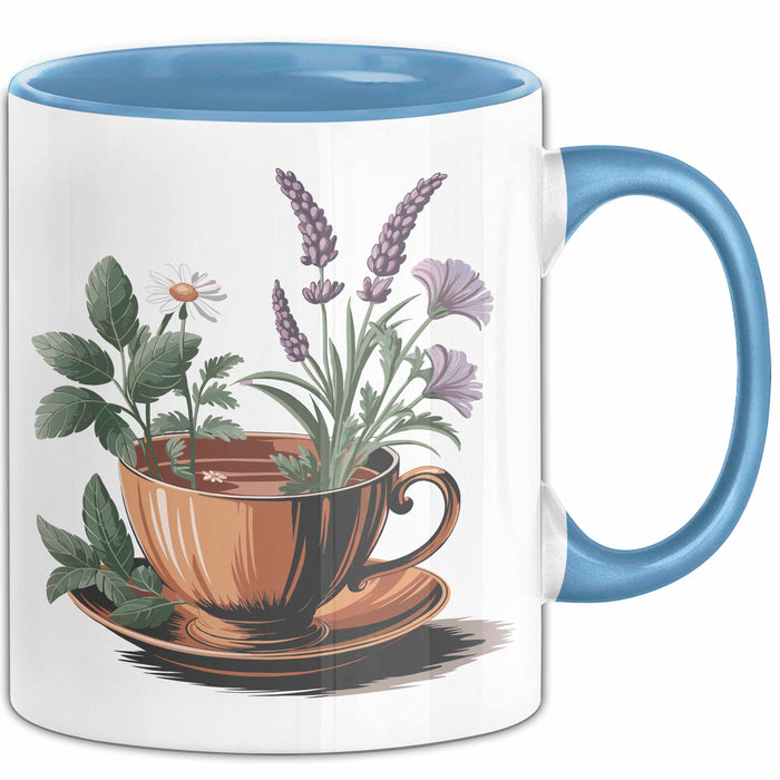 Kräutertee Fan Tasse Geschenkidee für Teezeit Liebhaber Blau Trendation
