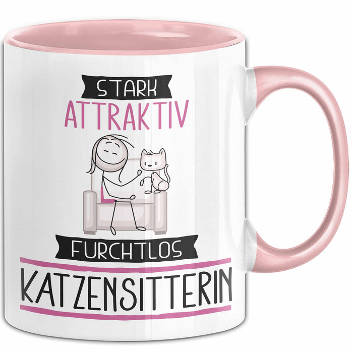 Katzensitterin Tasse Geschenk Becher Stark Attraktiv Furchtlos Katzensitterin Lustige Geschenkidee Rosa Trendation