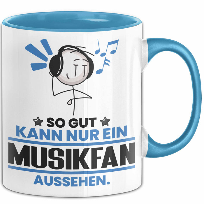 Musikfan Geschenk Tasse So Gut Kann Nur Ein Musikfan Aussehen Geschenkidee Kaffee-Becher Blau Trendation