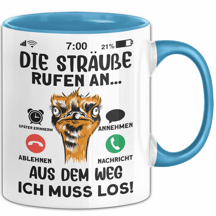 Strauß Liebhaber Tasse Geschenk Die Sträße Rufen An Geschenkidee Becher Blau Trendation