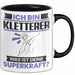 Kletterer Tasse Geschenk für Kletterer Geburtstag Lustiger Spruch Kaffee-Becher Was Ist Deine Superkraft Schwarz Trendation