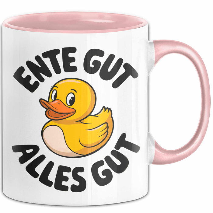 Gelbe Ente Tasse Geschenk Lustige Geschenkidee Spruch Ente gut alles gut Rosa Trendation