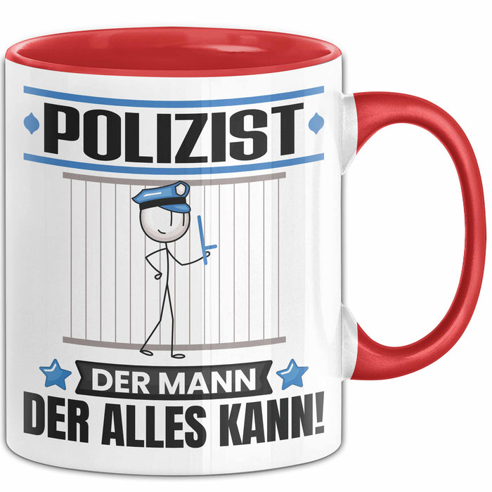 Polizist Tasse Geschenk für Polizist Der Mann Der Alles Kann Geschenkidee zum Geburtstag Rot Trendation
