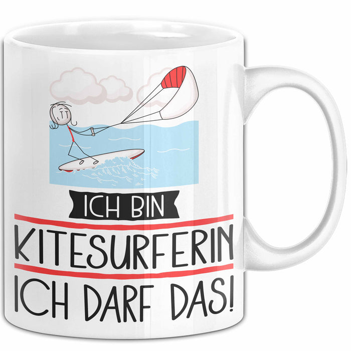 Geschenk für Kitesurferin Tasse Lustige Geschenkidee Geburtstag Ich Bin Kitesurferin Ich Darf Das Weiß Trendation