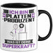 Plattenproduzent Tasse Geschenk für Plattenproduzent Geburtstag Lustiger Spruch Kaffee-Becher Was Ist Deine Superkraft Schwarz Trendation