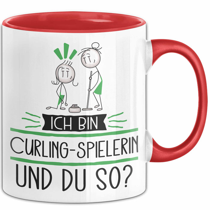 Curling-Spielerin Tasse Geschenk Ich Bin Curling-Spielerin Und Du So Geschenkidee Lustiger Spruch Becher Rot Trendation