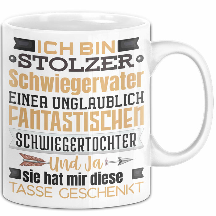 Schwiegervater Geschenk Von Schwiegertochter Geschenkidee Tasse Spruch Becher Weiß Trendation