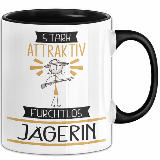 Jägerin Tasse Geschenk Becher Stark Attraktiv Furchtlos Jägerin Lustige Geschenkidee Trendation