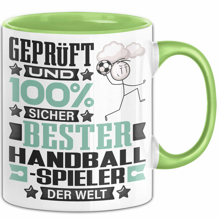 Handballspieler Geschenk Lustiger Spruch für Handballspieler Geschenkidee Bester Handballspieler Der Welt Grün Trendation