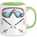 Ski Tasse Geschenk Grafik Skibrille Skistöcker Becher Grün Trendation