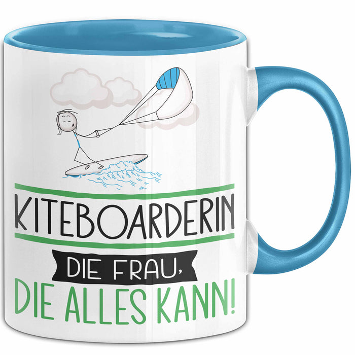 Kiteboarderin Geschenk Tasse Becher Die Frau Die Allen Kann Geschenkidee für eine Kiteboarderin Lustig Blau Trendation
