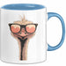 Strauß Vogel Sonnenbrille Tasse Geschenk Lustige Geschenkidee Spruch Blau Trendation