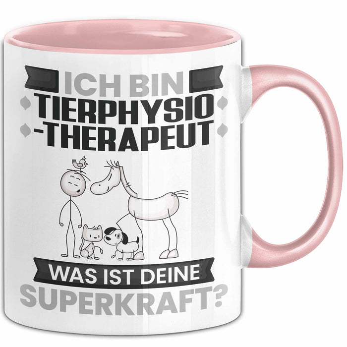 Tierphysiotherapeut Tasse Geschenk für Tierphysiotherapeut Geburtstag Lustiger Spruch Kaffee-Becher Was Ist Deine Superkraft Rosa Trendation