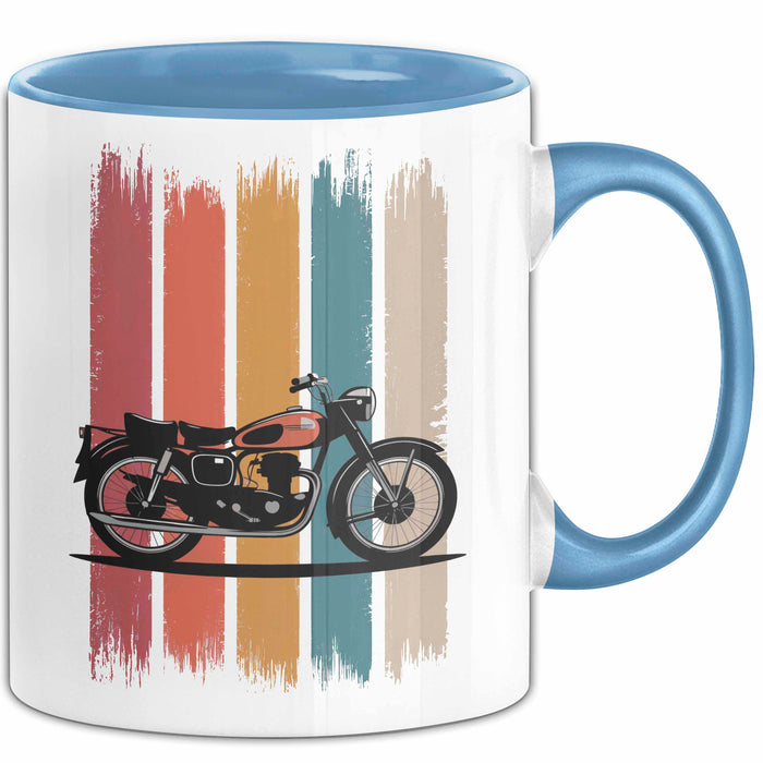 Retro Motorrad Tasse Geschenk Lustige Geschenkidee Spruch Blau Trendation