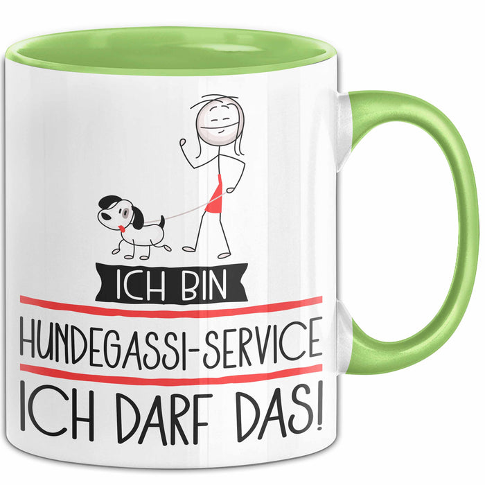 Geschenk für Hundegassi-Service Tasse Lustige Geschenkidee Geburtstag Ich Bin Hundegassi-Service Ich Darf Das Grün Trendation