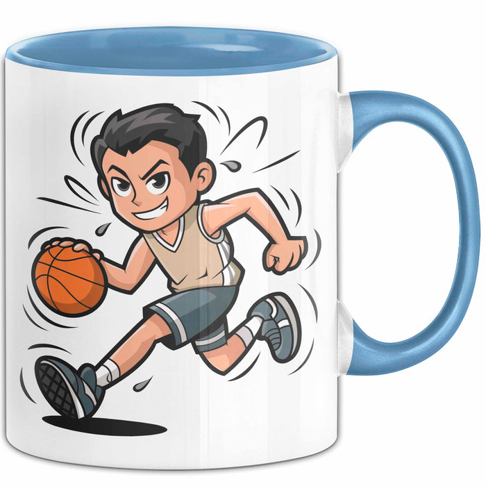 Basketballspieler Tasse Geschenkidee für Basketball Fans Blau Trendation