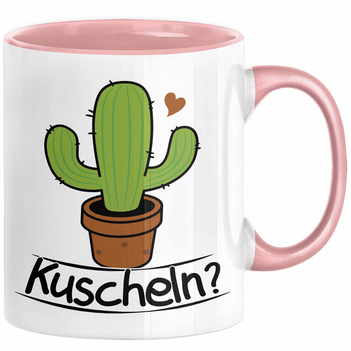 Kaktus Tasse Geschenk Kuscheln Sarkasmus Humor Geschenkidee Kaffee-Becher Kaktus-Liebhaber Rosa Trendation