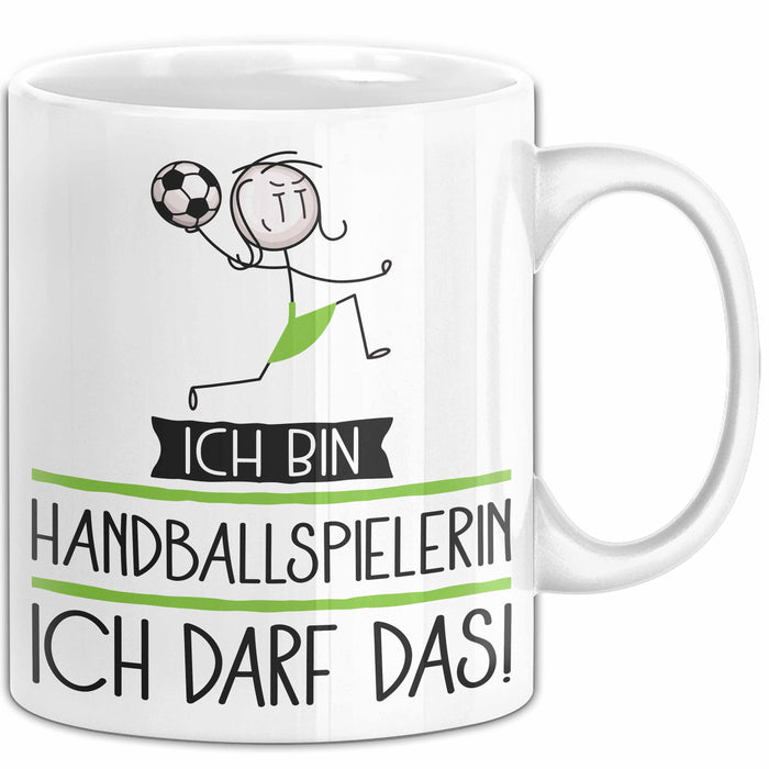 Geschenk für Handballspielerin Tasse Lustige Geschenkidee Geburtstag Ich Bin Handballspielerin Ich Darf Das Weiß Trendation