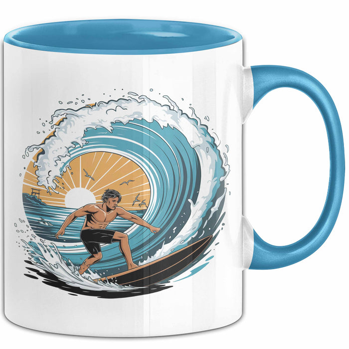 Surfer Tasse Geschenkidee für Wellenreiter Lustiger Spruch Blau Trendation