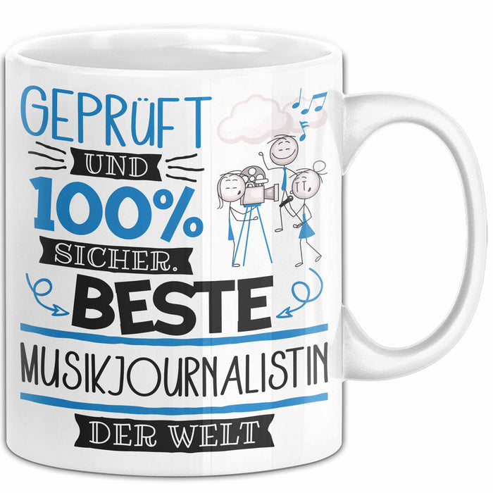 Beste Musikjournalistin Der Welt Tasse Geschenk für Eine Musikjournalistin Geprüft Und Sicher Geschenkidee Geburtstag Weihnachten Weiß Trendation