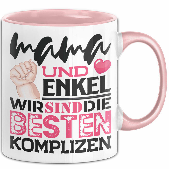 Mama Und Enkel Tasse Geschenk Beste Komplizen Lustiger Spruch Rosa Trendation