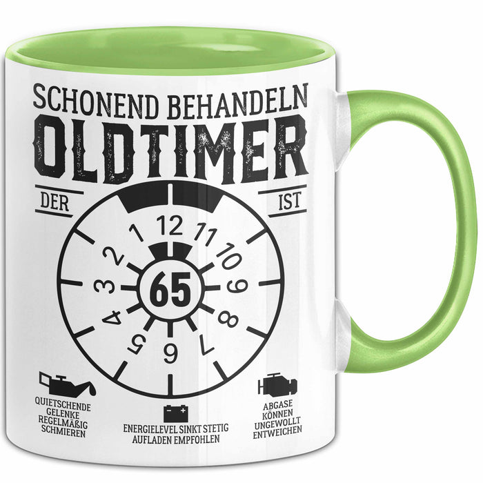65. Geburtstag Tasse Oldtimer Schonend Behandeln Geschenkidee Männer Frauen Lustiger Spruch 65er Geburtstag Geschenk Grün Trendation
