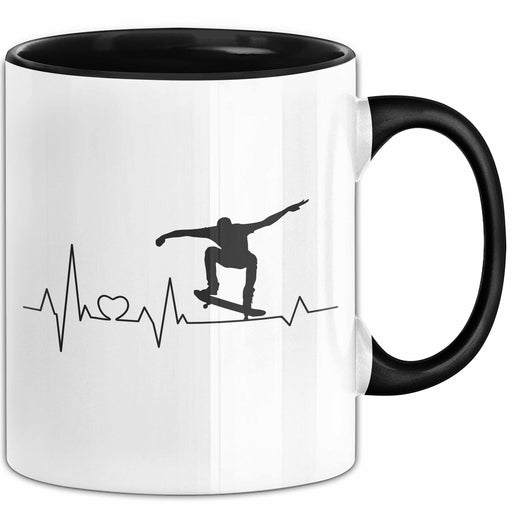 Skateboarder Geschenk Tasse Herzschlag Geschenkidee Jungs Skater Trendation