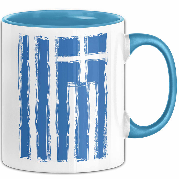 Griechenland Tasse Geschenk Grieche Flagge Hoch Kaffee-Becher Blau Trendation