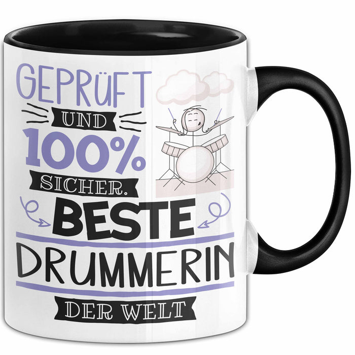Beste Drummerin Der Welt Tasse Geschenk für Eine Drummerin Geprüft Und Sicher Geschenkidee Geburtstag Weihnachten Trendation