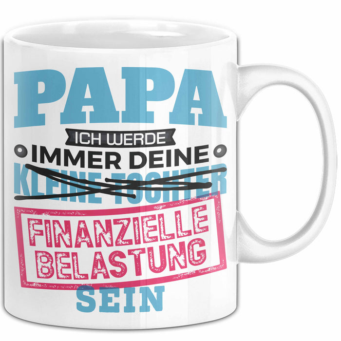 Witzige Tasse Geschenk Papa Tochter Finanzielle Belastung Spruch Weiß Trendation