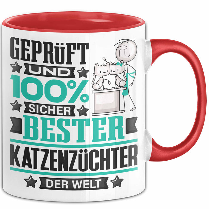 Katzenzüchter Geschenk Lustiger Spruch für Katzenzüchter Geschenkidee Bester Katzenzüchter Der Welt Rot Trendation