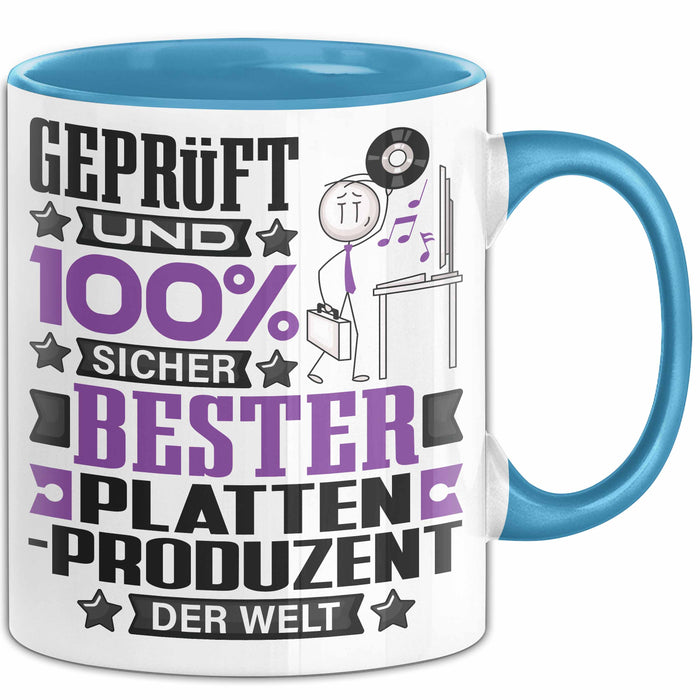 Plattenproduzent Geschenk Lustiger Spruch für Plattenproduzent Geschenkidee Bester Plattenproduzent Der Welt Blau Trendation