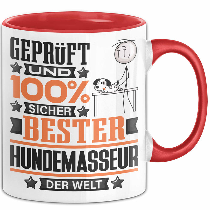 Hundemasseur Geschenk Lustiger Spruch für Hundemasseur Geschenkidee Bester Hundemasseur Der Welt Rot Trendation