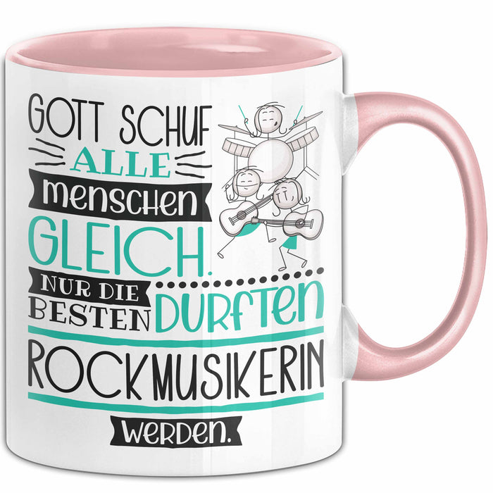 Rockmusikerin Geschenk Becher Tasse Gott Schuf Alle Menschen Gleich Nur Die Besten Durfeten Rockmusikerin Werden Geschenkidee Lustig Rosa Trendation