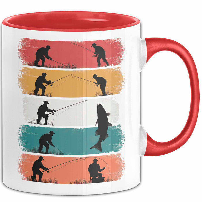Angelliebhaber Fischer Retro Tasse Geschenk Lustige Geschenkidee Spruch Rot Trendation