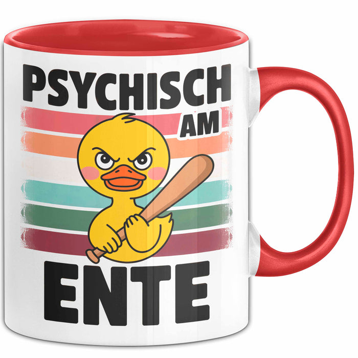 Quietscheente Tier Tasse Geschenk Lustige Geschenkidee Spruch Psychisch Am Ente Rot Trendation
