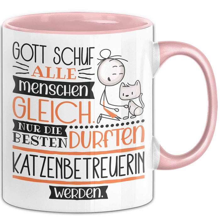 Katzenbetreuerin Geschenk Becher Tasse Gott Schuf Alle Menschen Gleich Nur Die Besten Durfeten Katzenbetreuerin Werden Geschenkidee Lustig Rosa Trendation