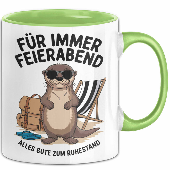Rentner Pensionär Sarkasmus Tasse Geschenk Lustige Geschenkidee Spruch Für Immer Feierabend Grün Trendation