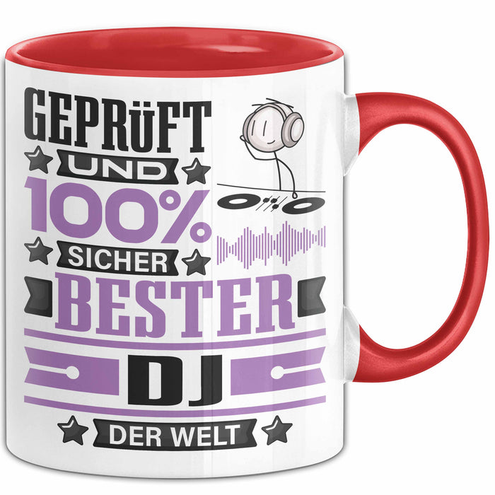 DJ Geschenk Lustiger Spruch für DJ Geschenkidee Bester DJ Der Welt Rot Trendation