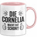 Cornelia Tasse Geschenk Die Cornelia Macht Dat Schon Geschenkidee Becher mit Name Rosa Trendation