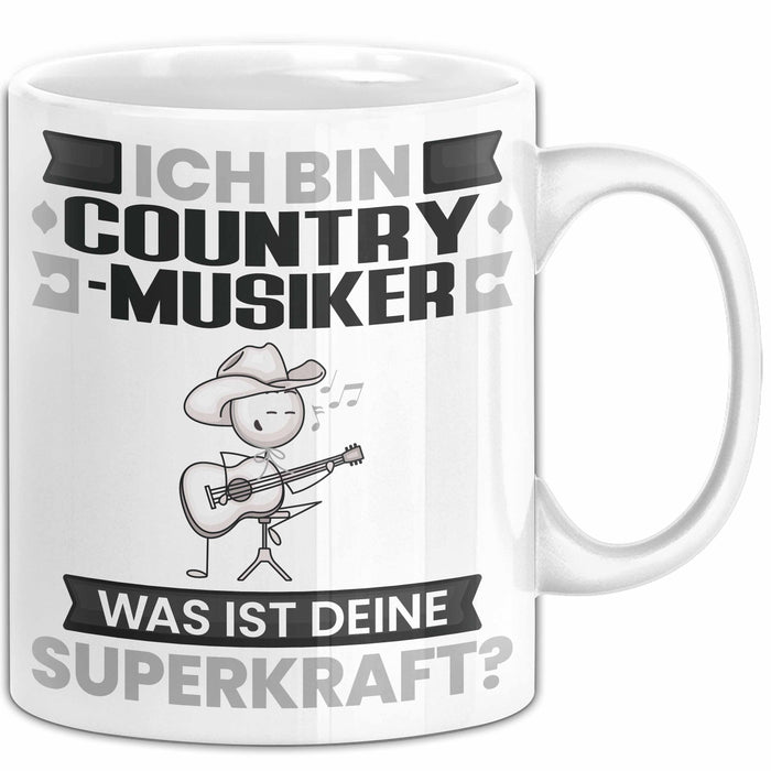 Country-Musiker Tasse Geschenk für Country-Musiker Geburtstag Lustiger Spruch Kaffee-Becher Was Ist Deine Superkraft Weiß Trendation