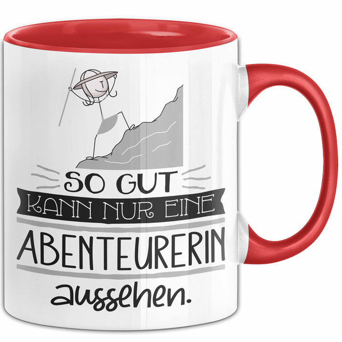 Abenteurerin Geschenk Tasse So Gut Kann Nur Eine Abenteurerin Aussehen Geschenkidee Geburtstag Weihnachten Lustig Rot Trendation