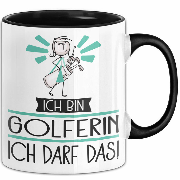 Geschenk für Golferin Tasse Lustige Geschenkidee Geburtstag Ich Bin Golferin Ich Darf Das Trendation