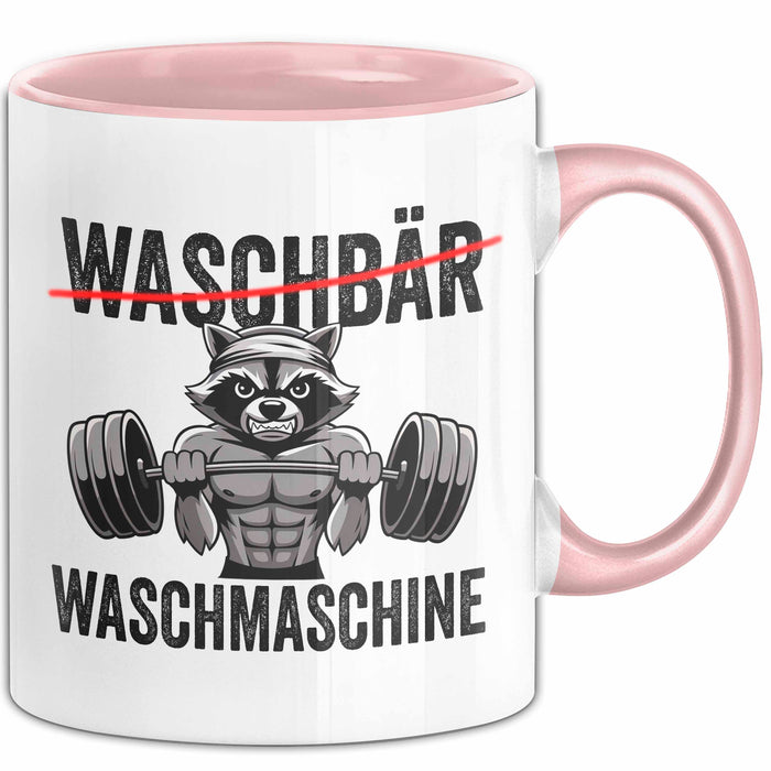 Waschbär Tierliebhaber Tasse Geschenk Lustige Geschenkidee Spruch Waschbär Waschmaschine Rosa Trendation